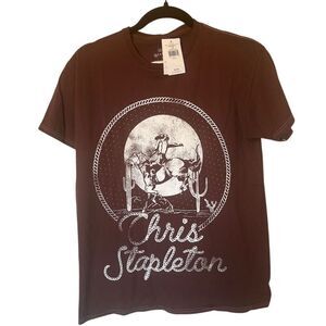 Chris Stapleton Men's Graphic T-Shirt Small Brown Western Crew Neck